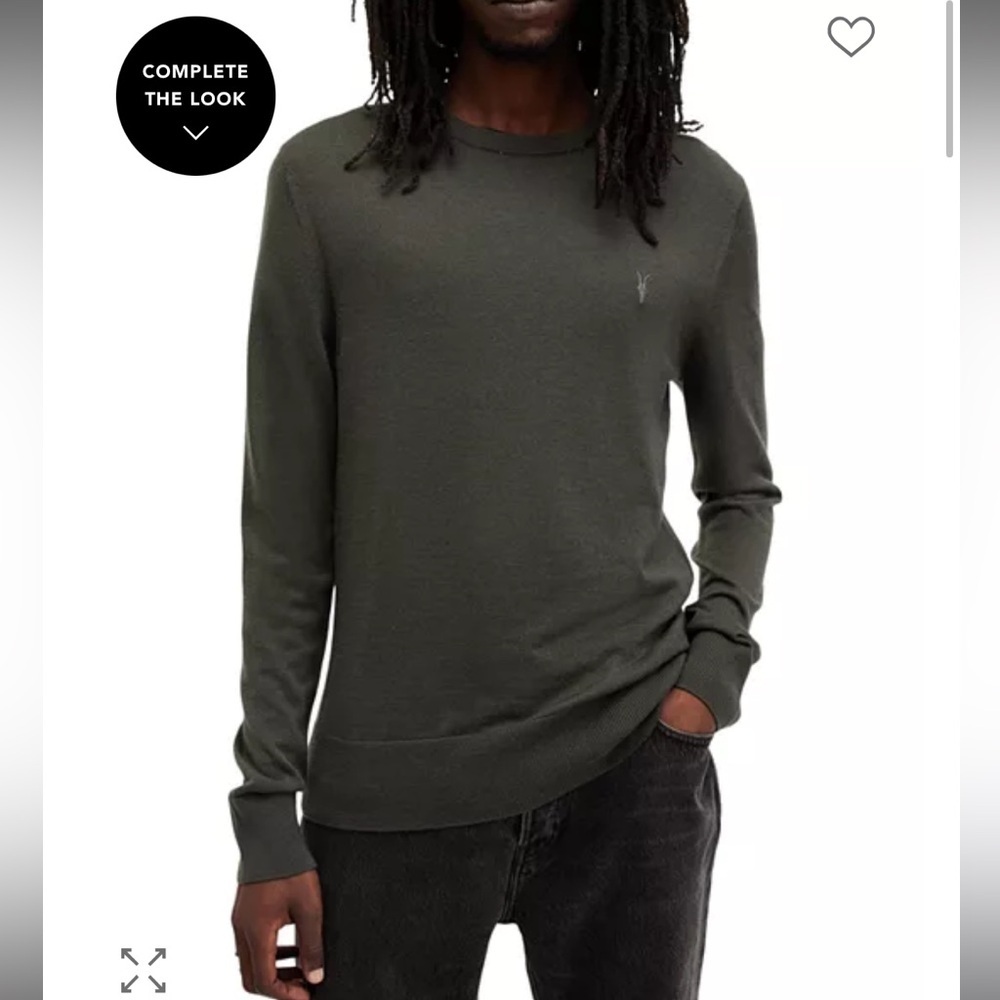 All Saints Charcoal Merino Wool Knit Dark Green Sweater - XS